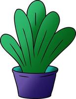 Farbverlauf-Cartoon-Doodle einer grünen Zimmerpflanze vektor