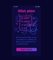 diet plan mobil banner med linje ikon vektor