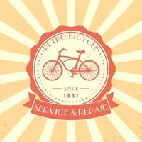 retro cykel service och reparation, vintage logotyp, emblem, skylt med gammal cykel, vektorillustration vektor