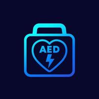 aed-symbol, automatisierter externer defibrillator, tragbares lebensrettendes gerät vektor