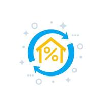 inteckning, hus lån refinansiera ikon vektor