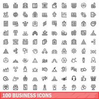 100 Business-Icons gesetzt, Umrissstil vektor