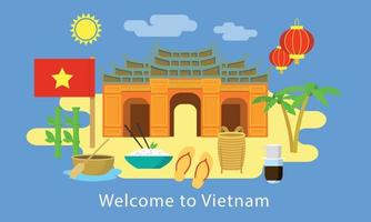 Välkommen till vietnam koncept banner, platt stil vektor
