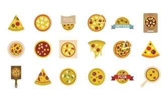 Pizza-Icon-Set, flacher Stil vektor