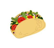 taco grönsaker, traditionell mexikansk mat, doodle skiss stil vektorillustration på vit bakgrund vektor