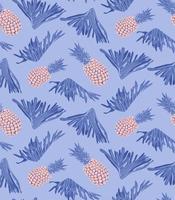 sommar sömlösa mönster med abstrakt ananas och monstera blad för omslag, textil, omslagspapper. tropiska växter exotiska frukter vektorillustration vektor