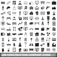 100 Baufirmen-Icons gesetzt, einfacher Stil vektor