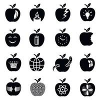 Apple-Logo-Icons gesetzt, einfacher Stil vektor