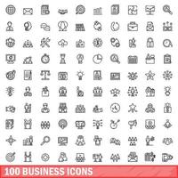 100 Business-Icons gesetzt, Umrissstil vektor