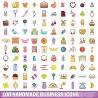 100 handgefertigte Business-Icons im Cartoon-Stil vektor