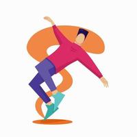 Junge tanzt, flache Illustration, flacher Stil, Designgrafik für Poster und Social-Media-Anforderungen vektor