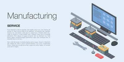 tillverkning koncept banner, isometrisk stil vektor