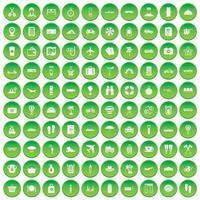 100 Reisesymbole setzen grünen Kreis vektor