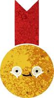 Cartoon-Goldmedaille im Retro-Illustrationsstil vektor