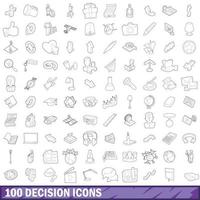 100 Entscheidungssymbole gesetzt, Umrissstil vektor