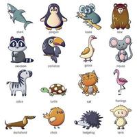 Tiere Symbole gesetzt, Cartoon-Stil vektor