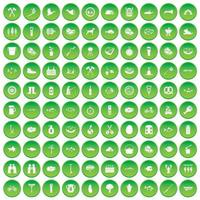 100 Grillsymbole setzen grünen Kreis vektor