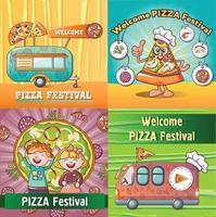 Pizza-Festival-Food-Banner-Konzept-Set, Cartoon-Stil vektor