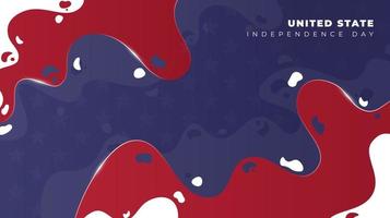 roter blauer und weißer abstrakter Hintergrund mit winkendem Formdesign für uns Unabhängigkeitstagdesign vektor