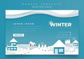 Banner-Vorlage mit Winterlandschaft Hintergrunddesign vektor