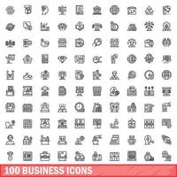 100 Business-Icons gesetzt, Umrissstil vektor