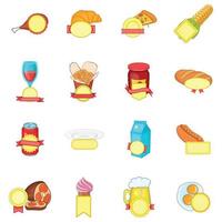 High Food Icons Set, Cartoon-Stil vektor