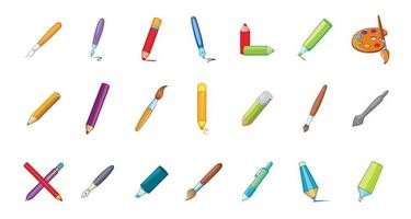 Stift, Bleistift-Icon-Set, Cartoon-Stil vektor