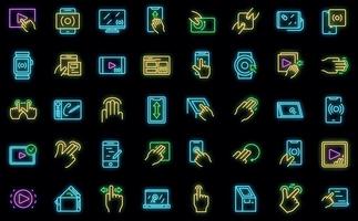Touchscreen-Symbol Umrissvektor. Telefon-Hand-Vektor-Neon vektor