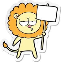 Aufkleber eines Cartoon gelangweilten Löwen vektor