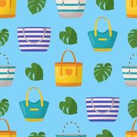 Sommertaschen der bunten Frauen nahtloses Muster. bunte Einkaufstaschen für Damen vektor