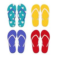 ett par strandtofflor. samling av mode flip flops. platt vektorillustration vektor