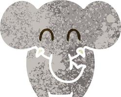 schrulliger Cartoon-Elefant im Retro-Illustrationsstil vektor