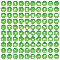 100 restid ikoner som grön cirkel vektor