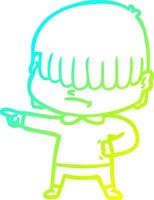 Kalte Gradientenlinie Zeichnung Cartoon-Junge mit unordentlichem Haar vektor