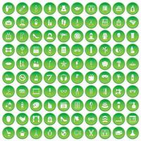 100 Schönheits- und Make-up-Ikonen setzen grünen Kreis vektor