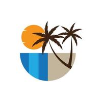 palmträd sommar illustration logotyp mall vektor design