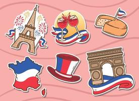 Happy Bastille Day Sticker Set vektor