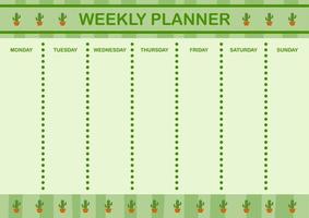 Tages- und Wochenplaner mit Kaktus vektor