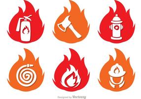 Flamma ikoner brandman vektor pack