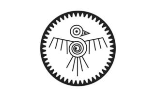 aztekisches Zeichen isoliert altes Religionssymbol. Vektor Maya fantastisches Tier Retro-Symbol. Totem der amerikanischen Kultur, Stammes-Ethno-Maskottchen mit Vogelkopf. Mexiko-Geschichtsmuster, indischer oder peruanischer Vogel