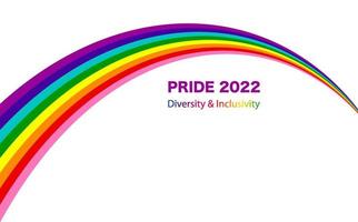 gay pride 2022 wellenregenbogenfahne lgbtqia-vorlage. Vielfalt und Inklusivität. stolzbanner mit lgbt-flaggenzeichen. Monat des Stolzes. bunter Gestaltungselementrahmenrahmenvektor lokalisiert auf weißem Hintergrund vektor