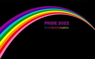 gay pride 2022 wellenregenbogenfahne lgbtqia-vorlage. Vielfalt und Inklusivität. stolzbanner mit lgbt-flaggenzeichen. Monat des Stolzes. bunter Gestaltungselementrahmenrahmenvektor lokalisiert auf schwarzem Hintergrund