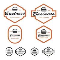 vektorset aus abzeichen, banner, etikett und logo für burger-shop-illustration, einfaches hamburger-shop-logo-set vektor