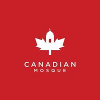Kanada-Moschee-Logo-Design auf isoliertem Hintergrund. Blattahorn mit Moschee-Logo-Konzept vektor