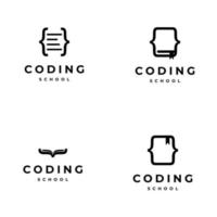 uppsättning kod lärande logotyp designikon. kod skolans logotyp på isolerade bakgrund vektor