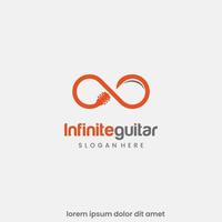 Musik-Unendlichkeits-Logo-Design, Unendlichkeitssymbol mit modernem Konzept des Gitarrenhals-Logos vektor