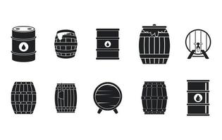 Barrel-Icon-Set, einfacher Stil vektor