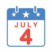 USA självständighetsdagen kalenderikon platt stil vektor