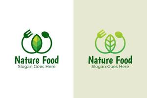 Naturkost mit Blattsymbol, vegetarisches Logodesign mit zwei Versionen vektor