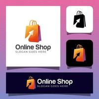 online-shop, einkaufsladen-logo-design, taschenshop kombiniert mit klick-logo vektor